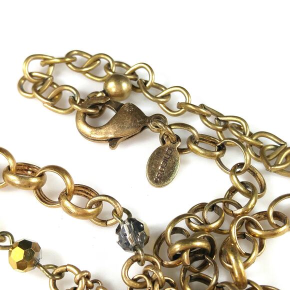 Chico's Maltese Cross Pendant Necklace, Orange Cabochons, Rhinestone, 35" Chain - Picture 7 of 11